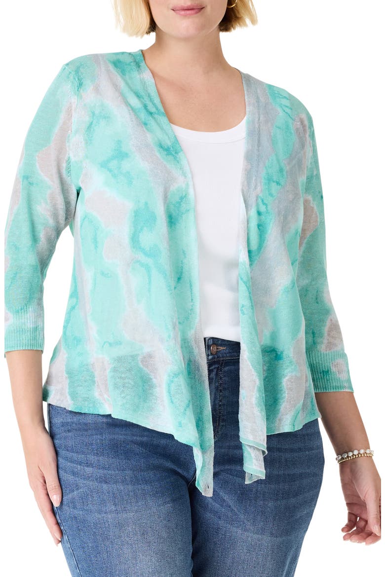 Watercolor Waves Cardigan, Main, color, AQUA MULTI