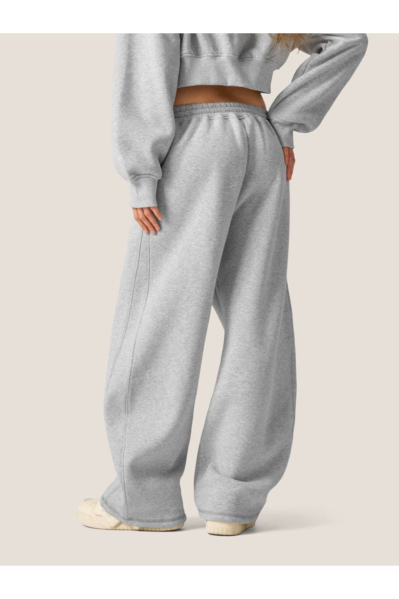 Cloud Essential Fleece Cropped Pullover Hoodie Set, Alternate, color, Grey