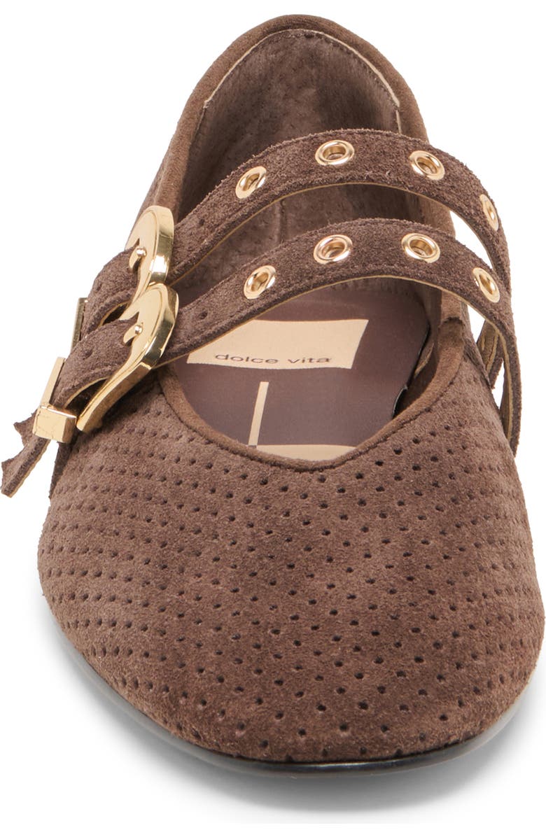 Dolce Vita Baylee Grommet Mary Jane Flat, Alternate, color, Dark Brown Perforated