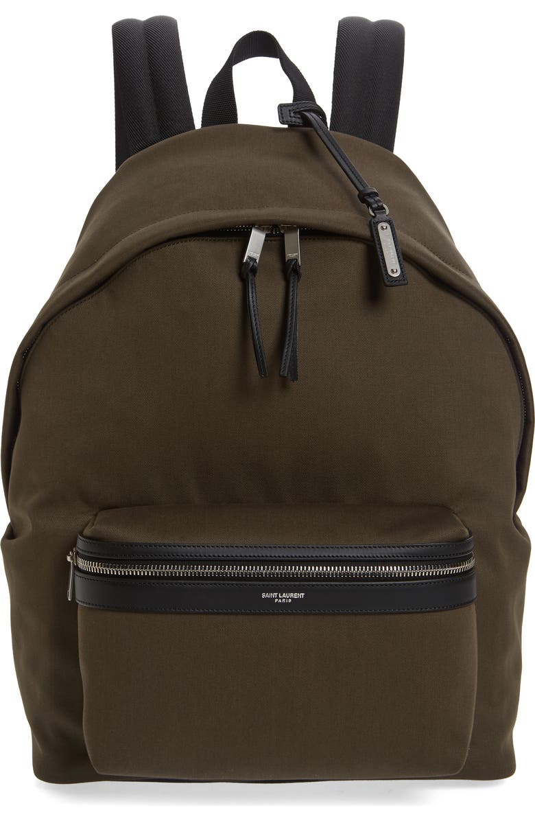 Saint Laurent City Canvas Backpack, Main, color,