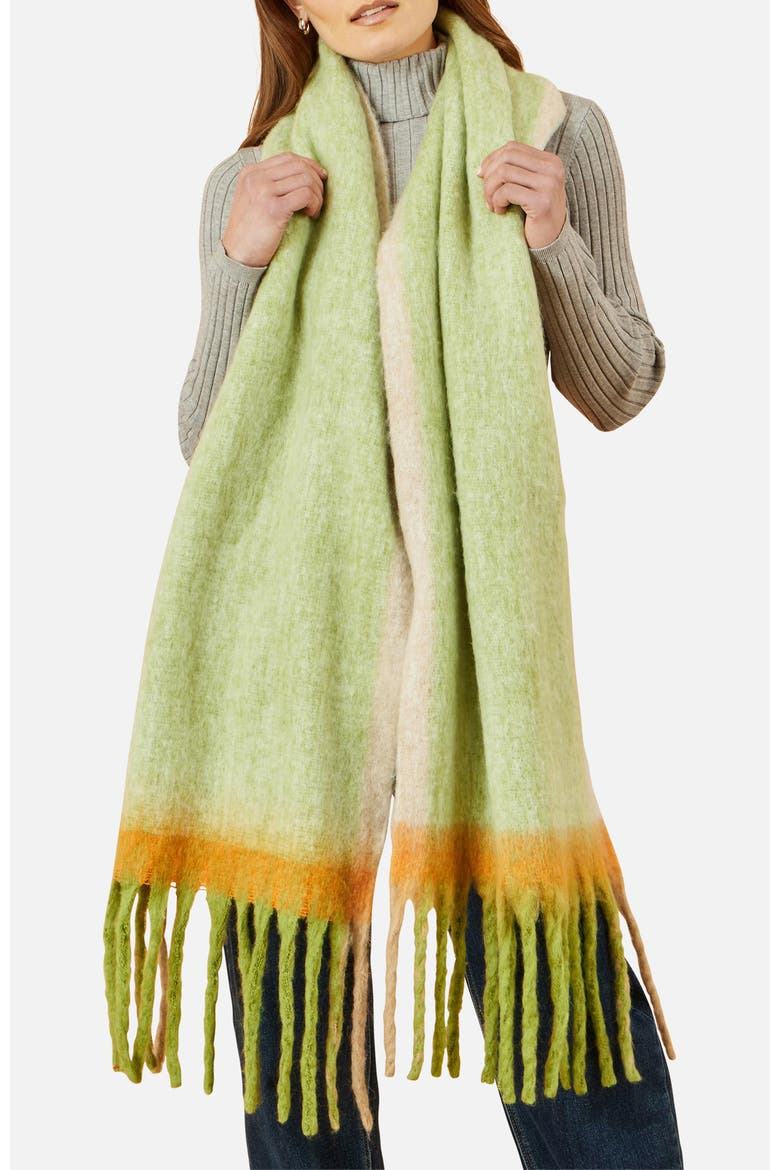 Oversize Brushed Fringe Soft Scarf, Alternate, color, Green