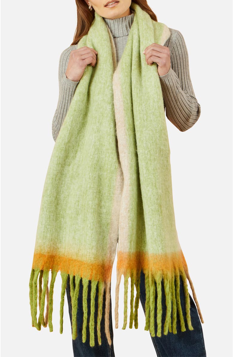 Yumi Super Soft Color Block Scarf, Alternate, color, Green
