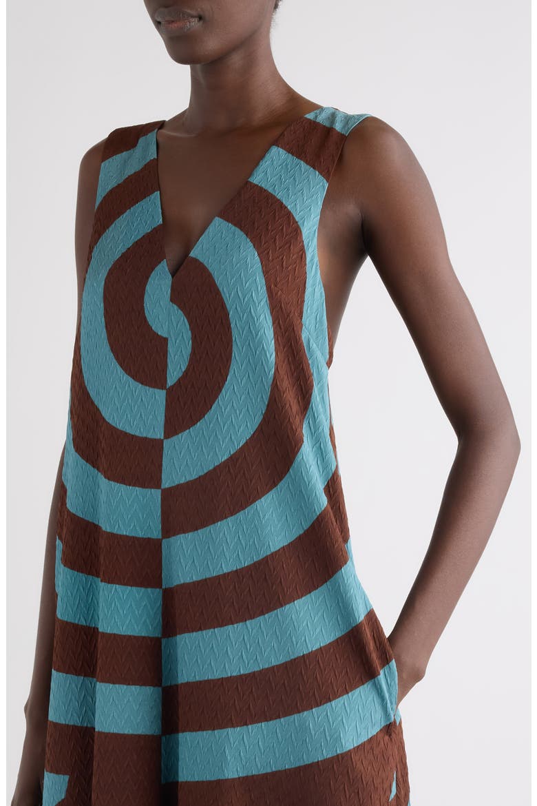 Dea Graphic Print Stretch Silk Trapeze Dress, Alternate, color, RAF