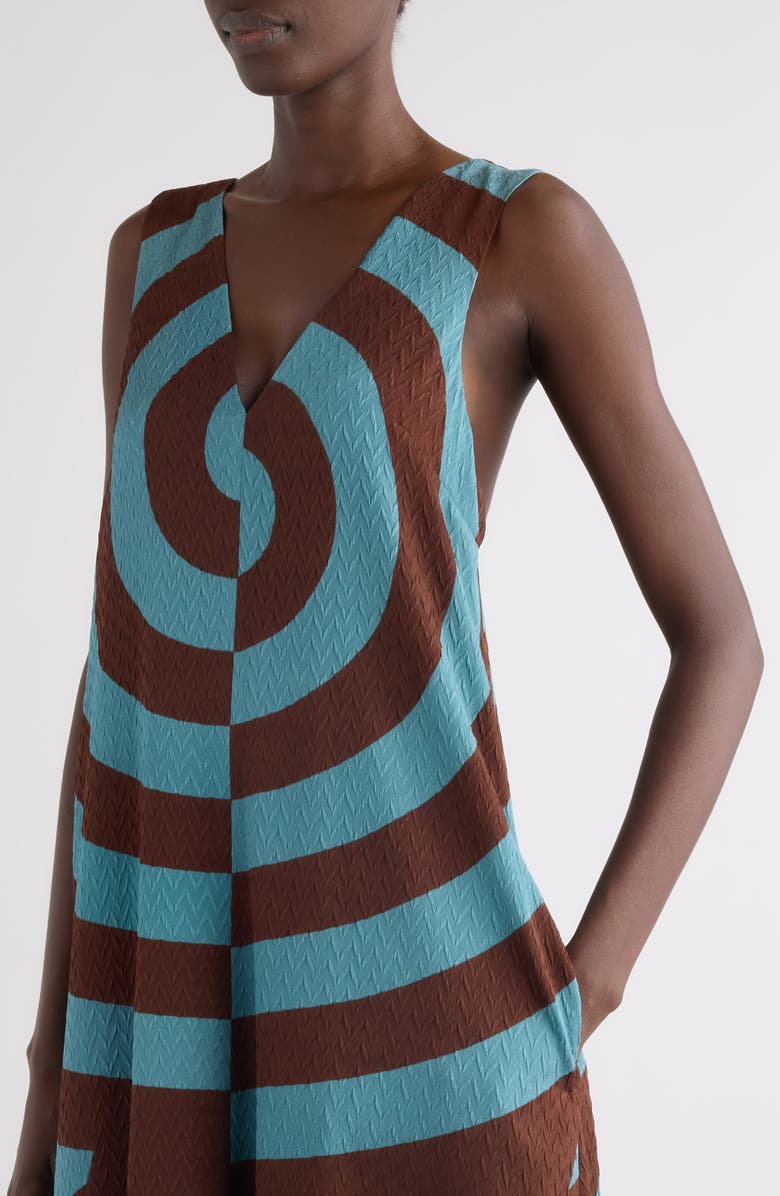 Dries Van Noten Dea Graphic Print Stretch Silk Trapeze Dress, Alternate, color, Raf