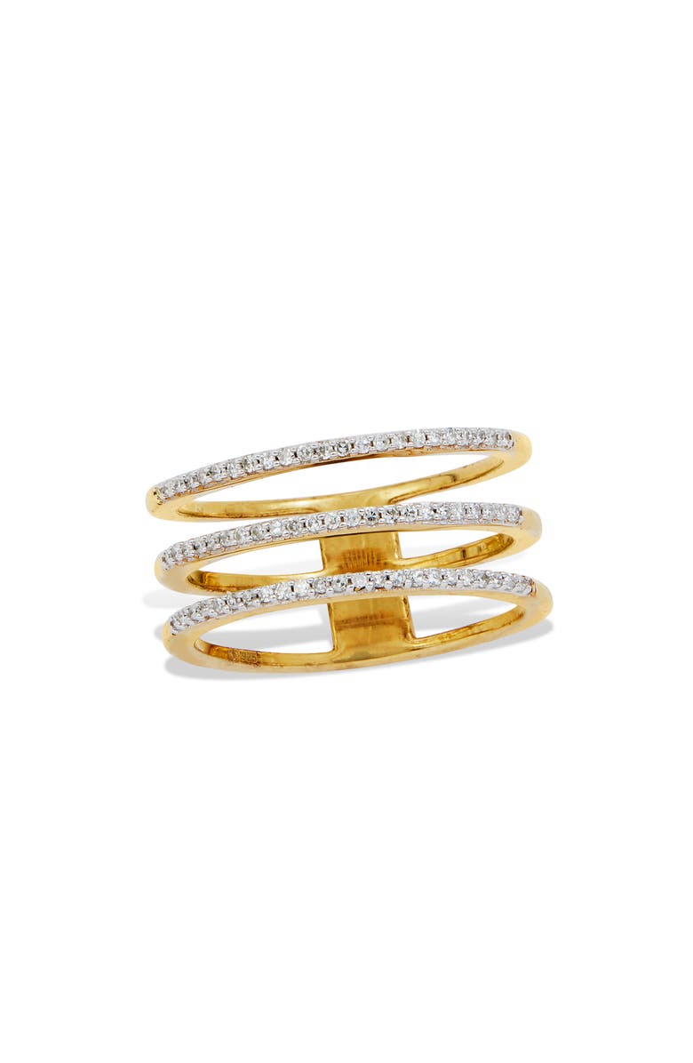 SAVVY CIE JEWELS Triple Row Diamond Statement Ring, Main, color, 