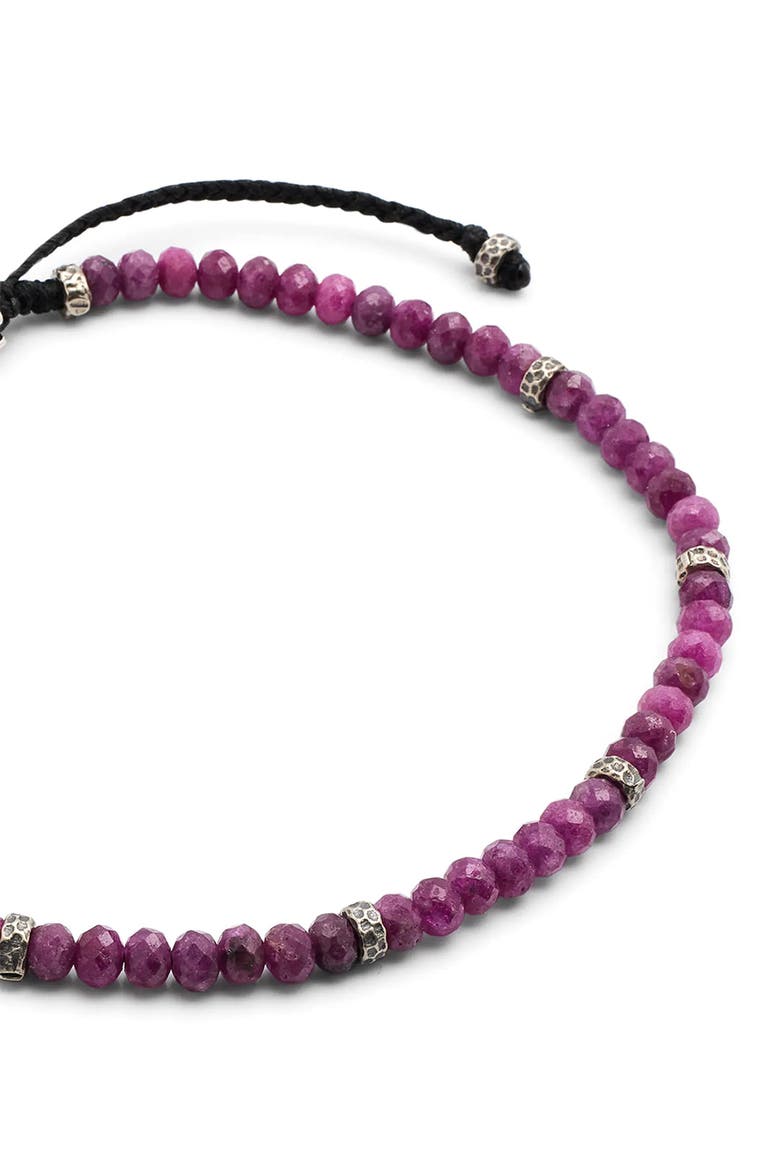 Faceted Gemstone Bracelet With Black Pull Cord, Alternate, color, RUBY
