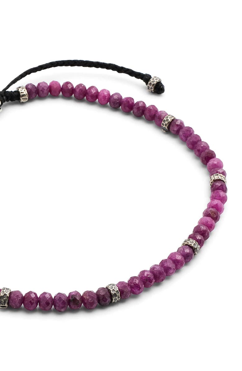 Jan Leslie Faceted Gemstone Bracelet With Black Pull Cord, Alternate, color, Ruby