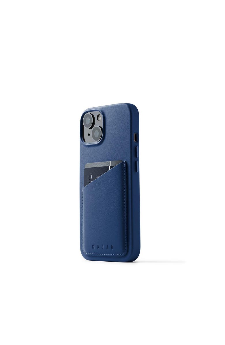 MUJJO Full Leather Wallet Case for iPhone 14 and 13, Alternate, color, Monaco Blue