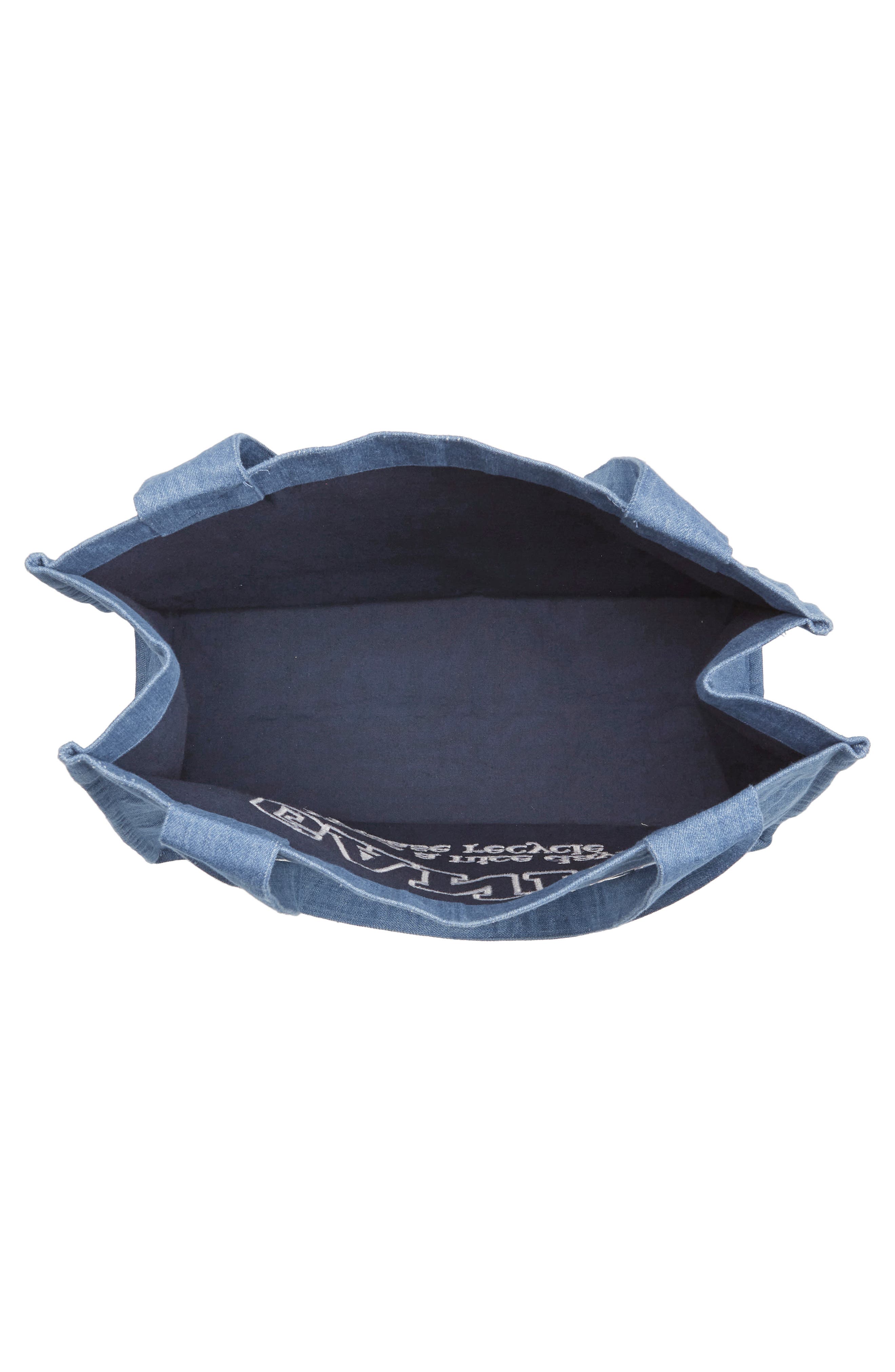 Ganni Large Easy Denim Shopper Bag, Alternate, color, 