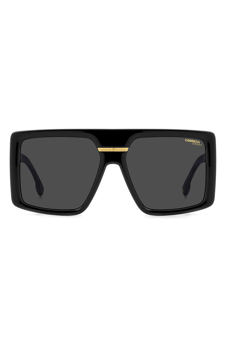 Carrera Eyewear Victory 60mm Square Sunglasses, Alternate, color, Black Gold/ Grey