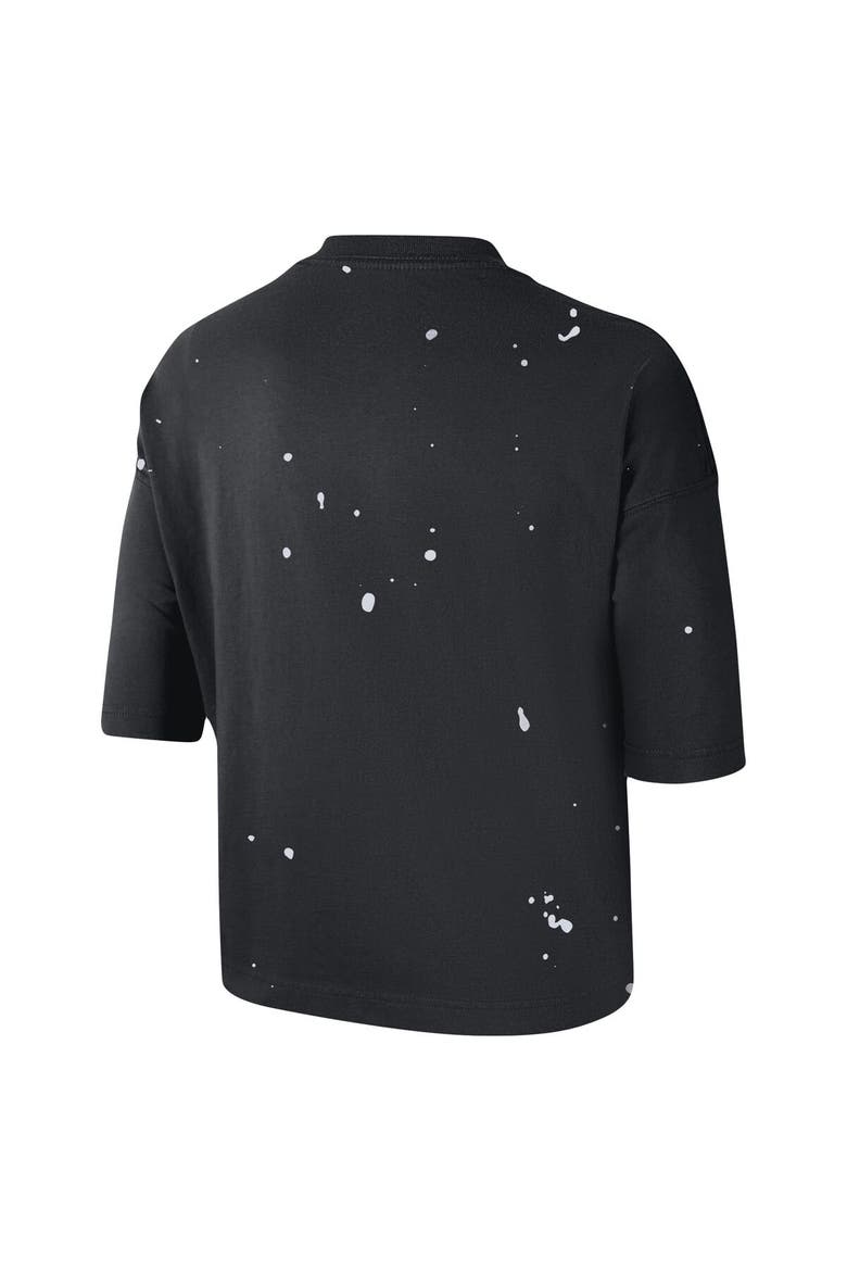 Women's Nike Black Brooklyn Nets Courtside Splatter Cropped T-Shirt, Alternate, color, Black