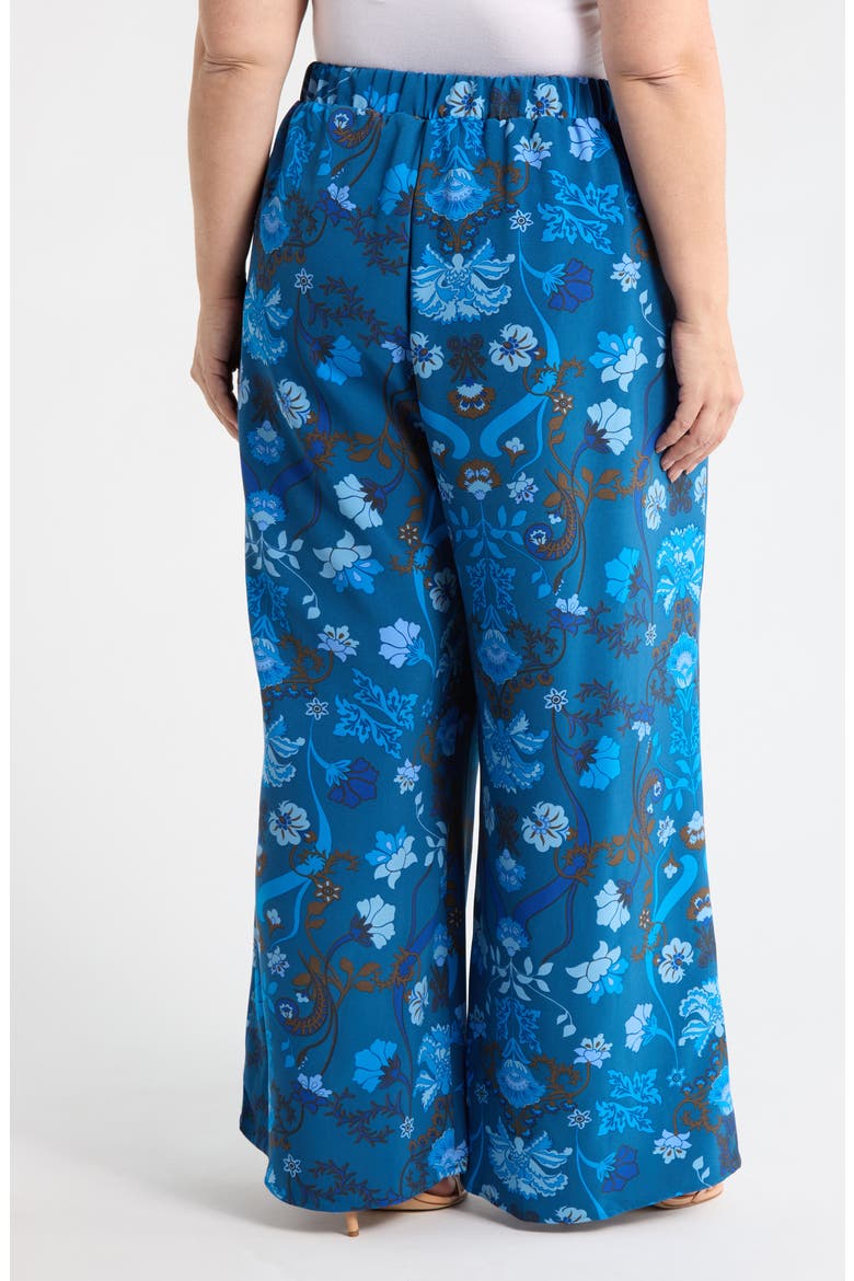 Palmate Pluma Floral Print Wide Leg Pants, Alternate, color, TEAL-BLUE