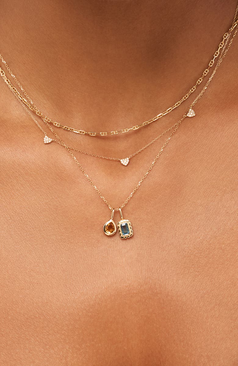 Ana Luisa Solid Yellow Gold - Teardrop Charm Necklace, Alternate, color, Light Blue Sapphire