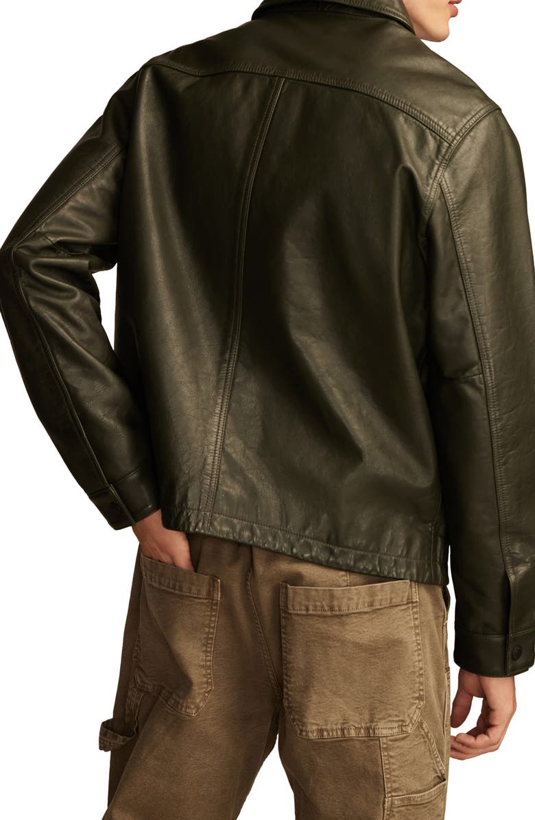 Lucky Brand Leather Touring Jacket, Alternate, color, Forest Night