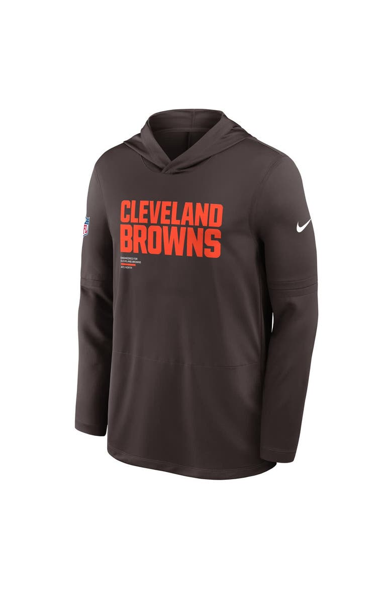 Men's Nike Brown Cleveland Browns Sideline Pure Fury Performance Long Sleeve Hoodie T-Shirt, Alternate, color, Brown