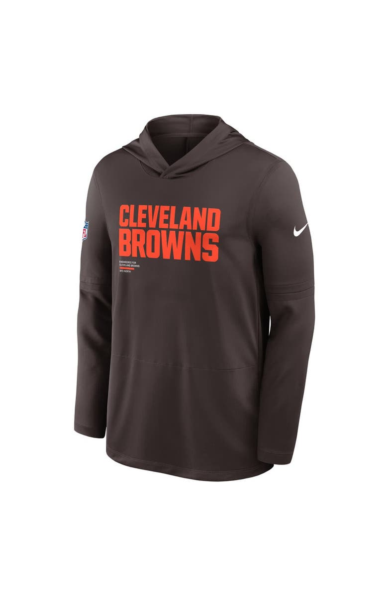 Nike Men's Nike Brown Cleveland Browns Sideline Pure Fury Performance Long Sleeve Hoodie T-Shirt, Alternate, color, Brown
