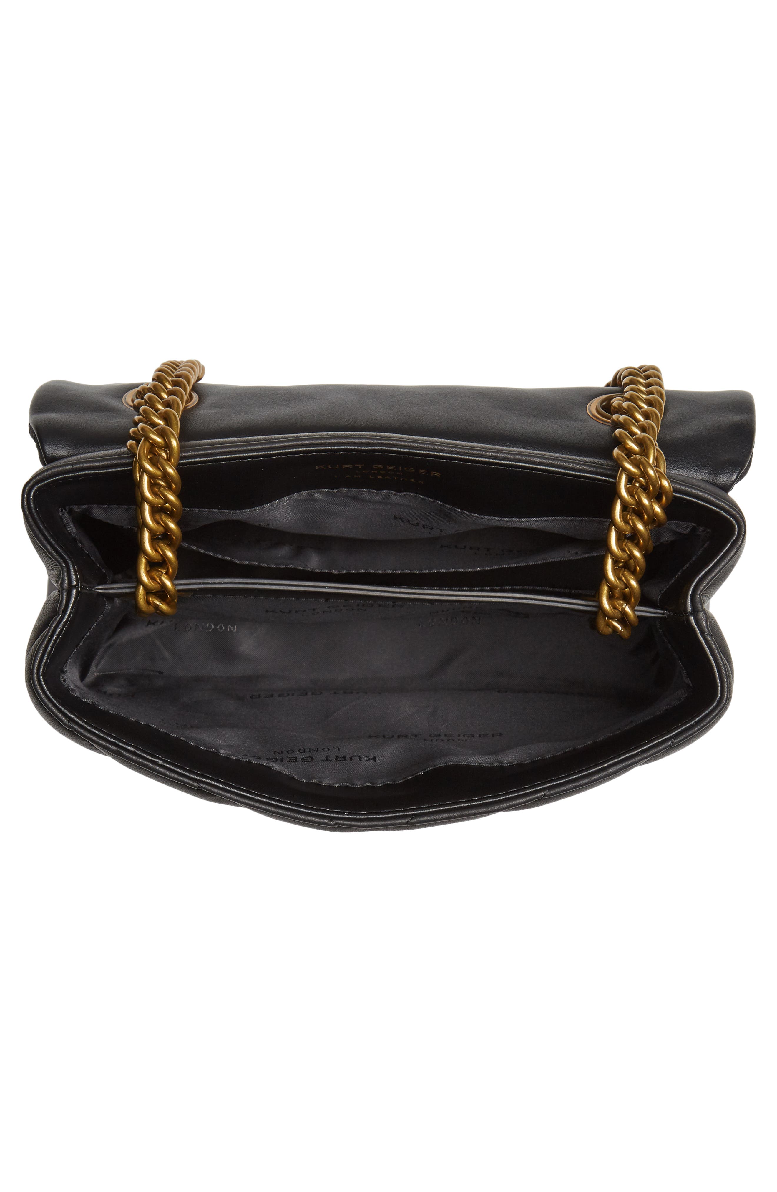 Kurt Geiger London Kensington Quilted Leather Shoulder Bag, Alternate, color, Black