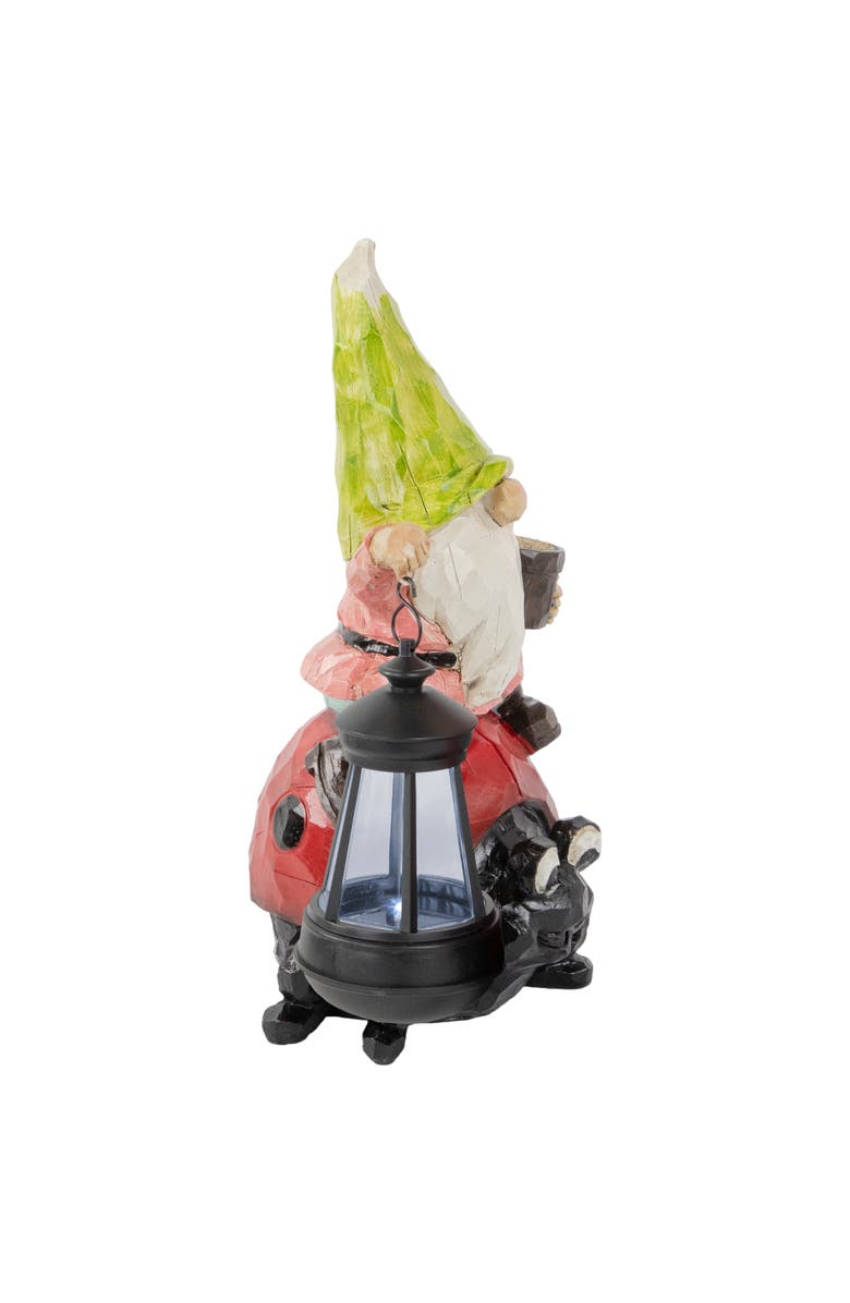 Northlight 12.25" Solar LED Lighted Gnome and Ladybug Outdoor Garden Statue, Alternate, color, Red