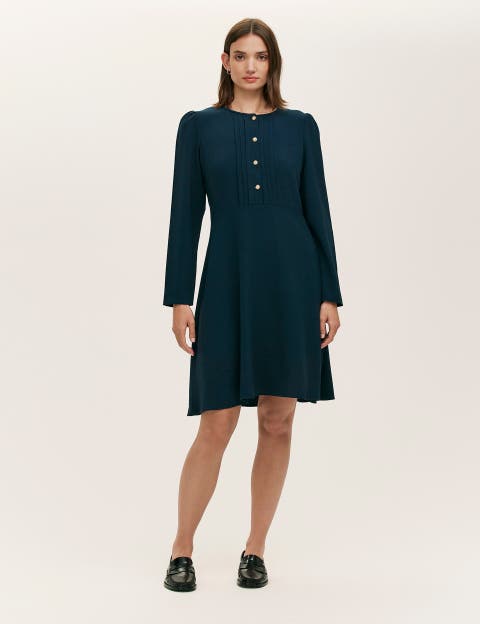 Shauna Crepe Long Sleeve Short Dress