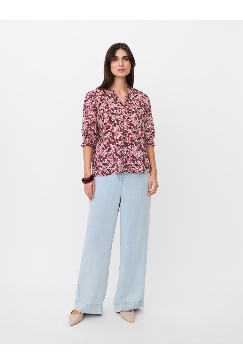 Mabrenitha Floral Mandarin Collar Blouse, Alternate, color, Beet Red