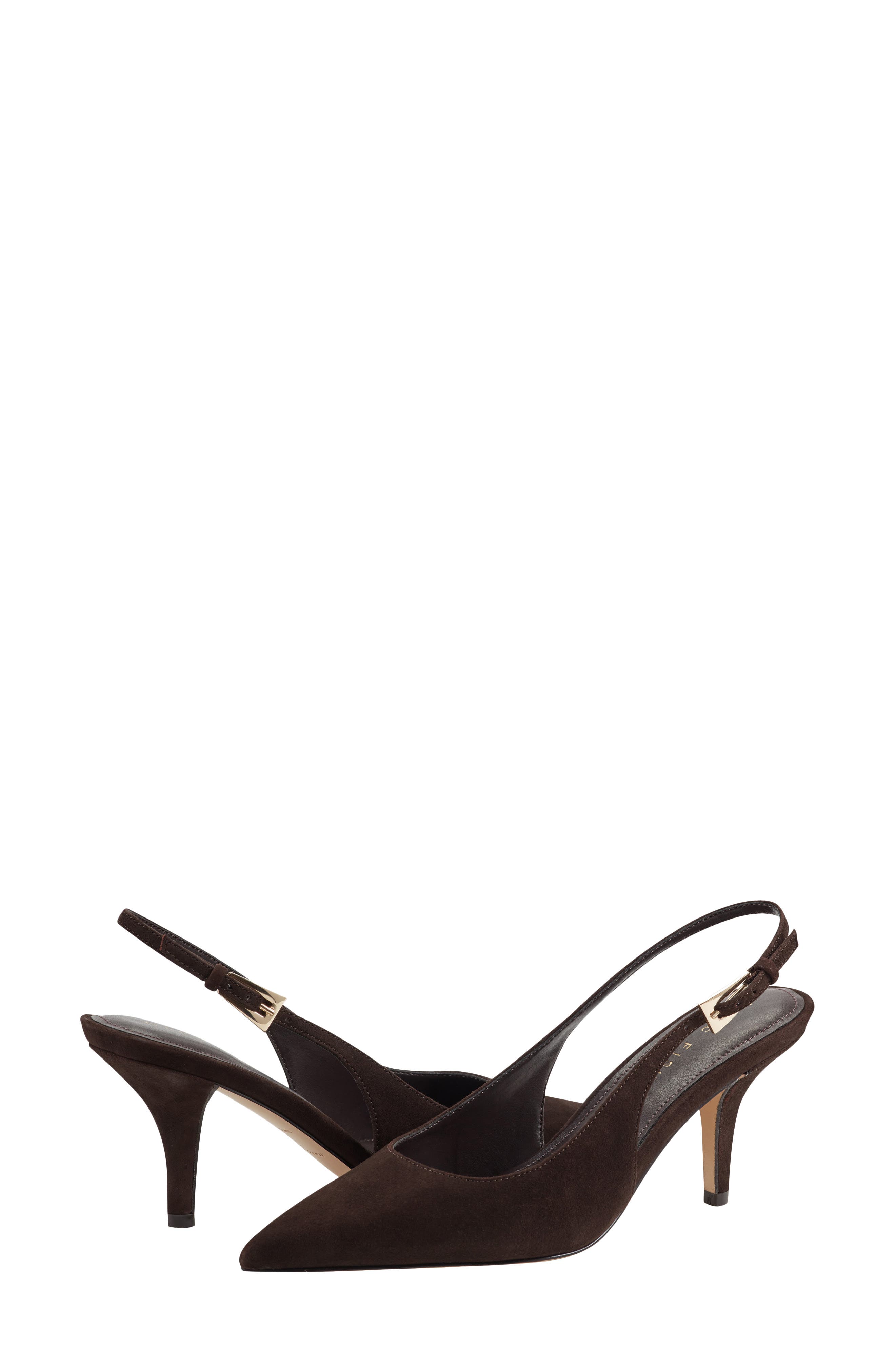 Marc Fisher LTD Dorie Slingback Pointed Toe Pump, Alternate, color, Dark Brown