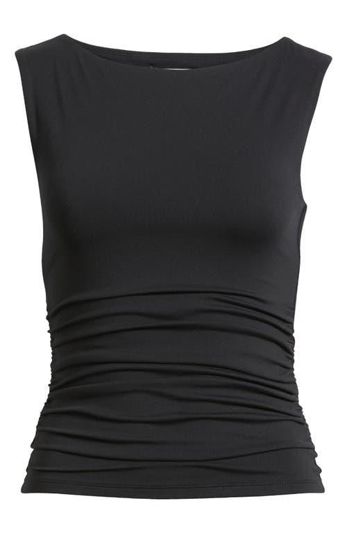 Open Edit Boat Neck Sleeveless Top In Black