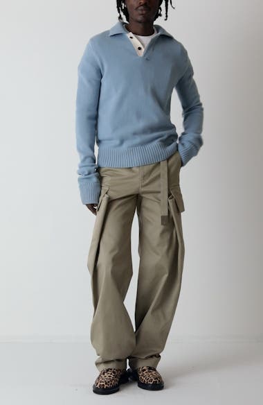 Sacai Belted Cotton Twill Cargo Chinos | Nordstrom