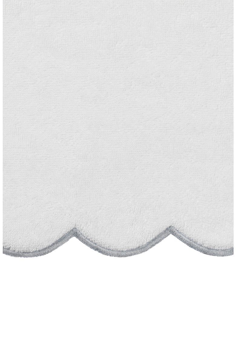 Adornia Embroidered Scallop 2-Piece Washcloth Set, Alternate, color, WHITE/ GRAY
