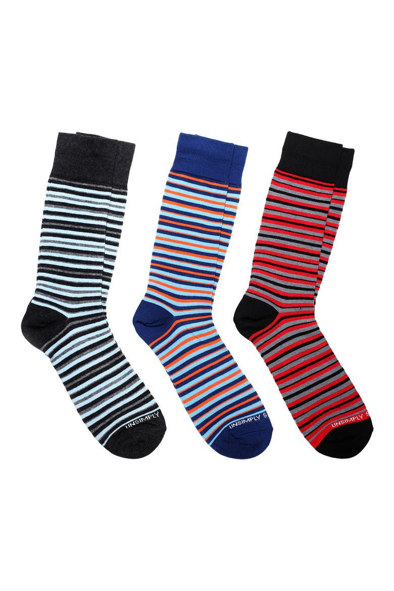 Assorted 3-Pack of Crew Socks, Main, color, BLUE MULTI