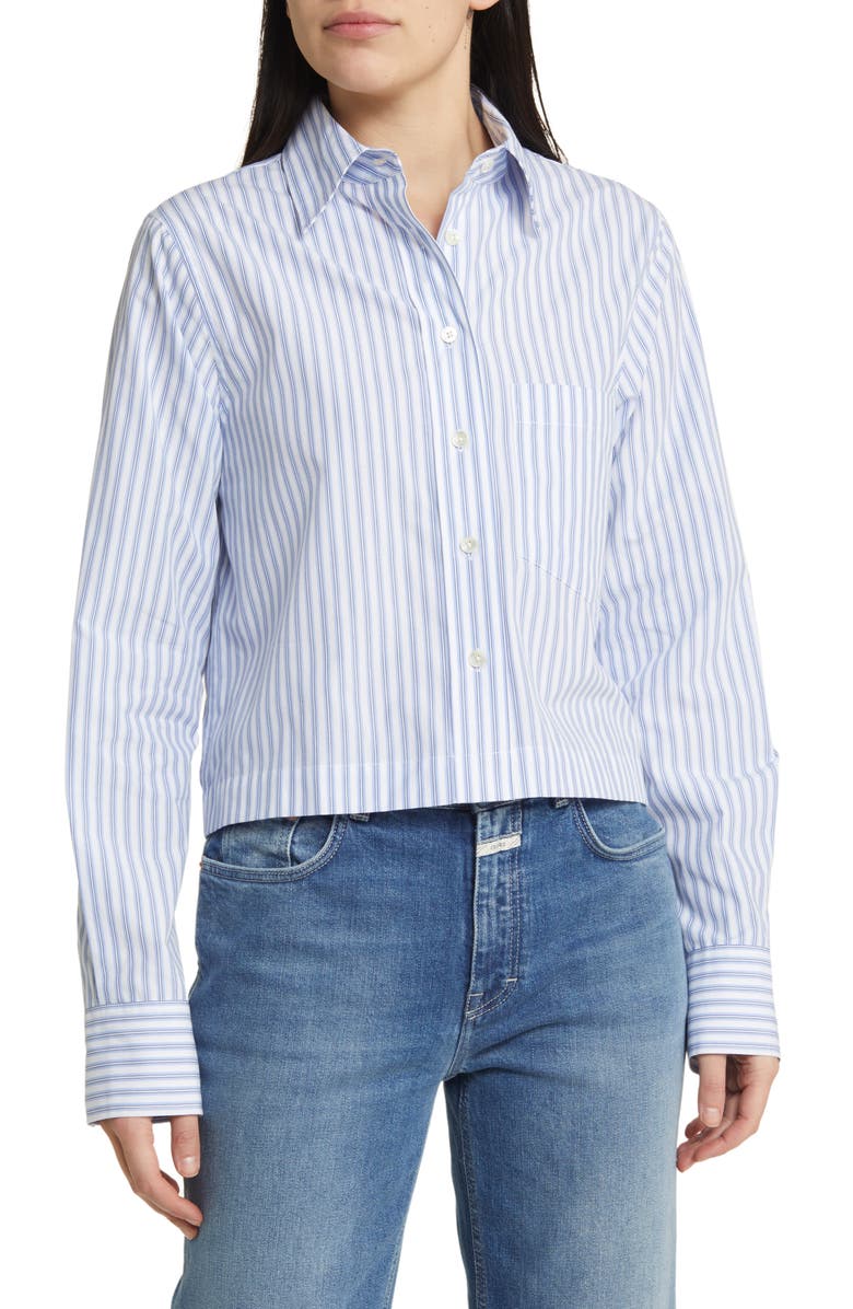 Closed Classic Stripe Organic Cotton Crop Shirt, Main, color,