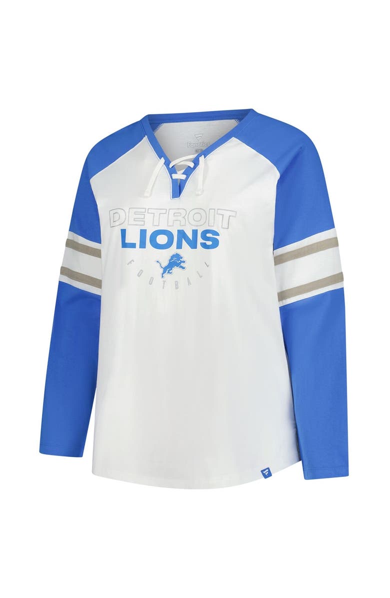 FANATICS Women's Fanatics White Detroit Lions Plus Size Redzone Lace Up Long Sleeve T-Shirt, Alternate, color, White