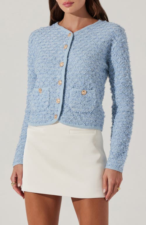 Astr The Label Texture Stitch Cardigan In Blue