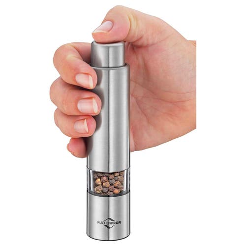 Kuchenprofi Pepper Push Mill Grinder, Stainless & Acrylic In Silver