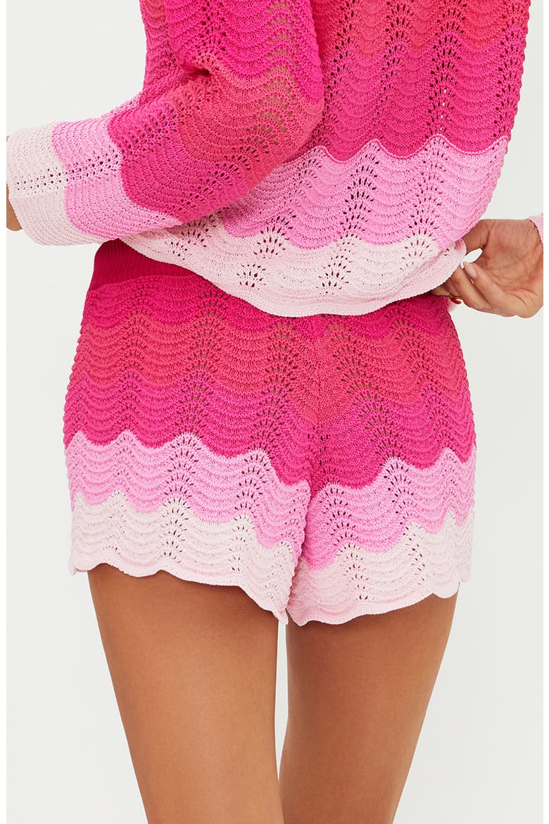 Balboa Knit Scallop Cover-Up Shorts, Alternate, color, ELECTRIC PINK