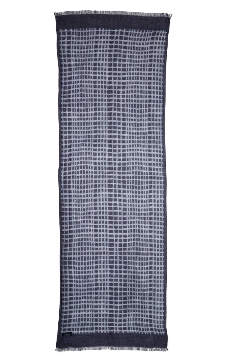 Y's by Yohji Yamamoto Plaid Silk & Linen Scarf, Alternate, color, 
