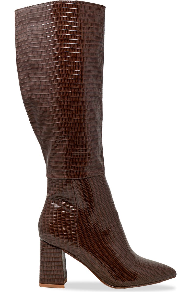 CHASE AND CHLOE Croc Embossed Knee High Boot, Alternate, color, Brown Croc