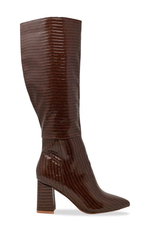 Chase & Chloe Chase And Chloe Croc Embossed Knee High Boot In Brown