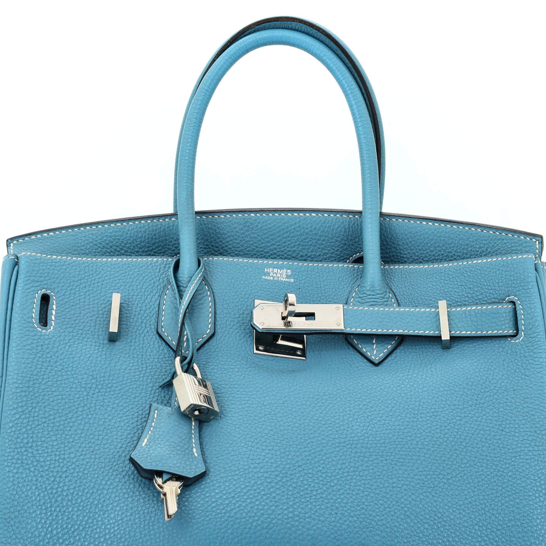 Pre-Owned Hermes Birkin Handbag Blue Togo with Palladium Hardware 30, Alternate, color, Bleu Jean