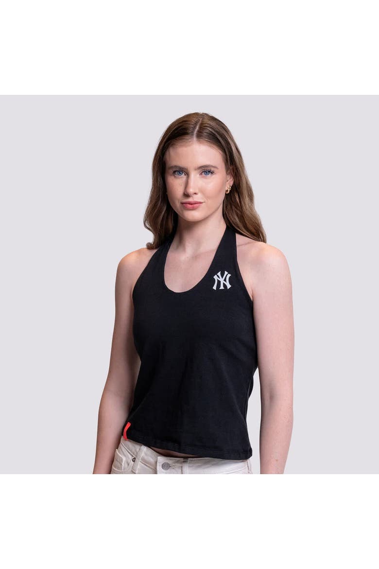 Women's Lusso Black New York Yankees Noelle V-Neck Tank Top, Alternate, color, Black