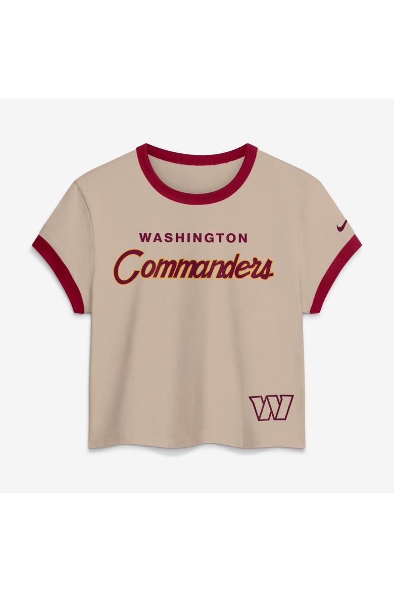 Women's Nike Cream Washington Commanders Rewind Ringer Mod Cropped T-Shirt, Main, color, Cream