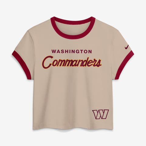 Women's Nike Cream Washington Commanders Rewind Ringer Mod Cropped T-Shirt