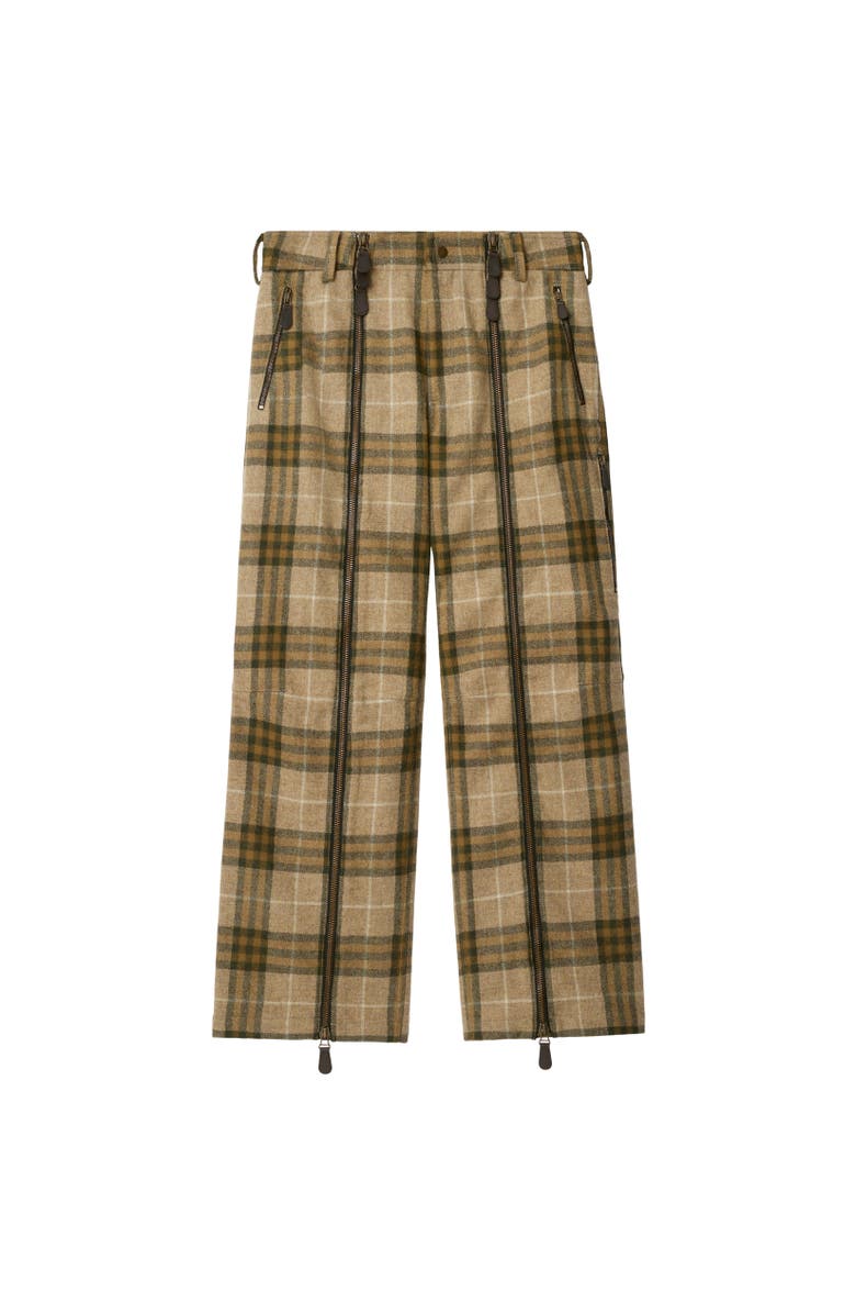 Burberry Check Wool Zip Trousers, Alternate, color, 