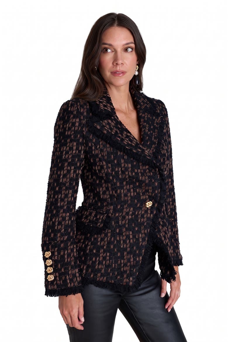 Giselle Single Breasted Tweed Blazer, Alternate, color, Java Multi