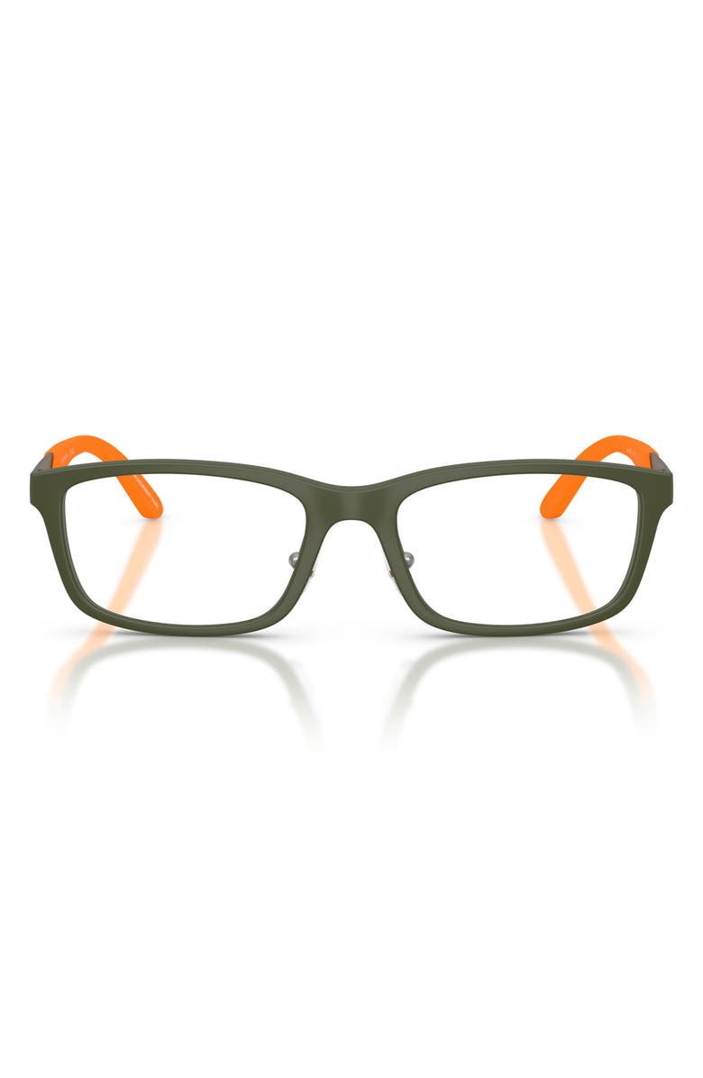 Emporio Armani Kids' 49mm Rectangle Optical Glasses, Main, color, Matte Green / Demo Lens