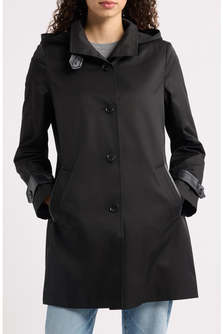 Hooded Cotton Blend Coat, Alternate, color, BLACK