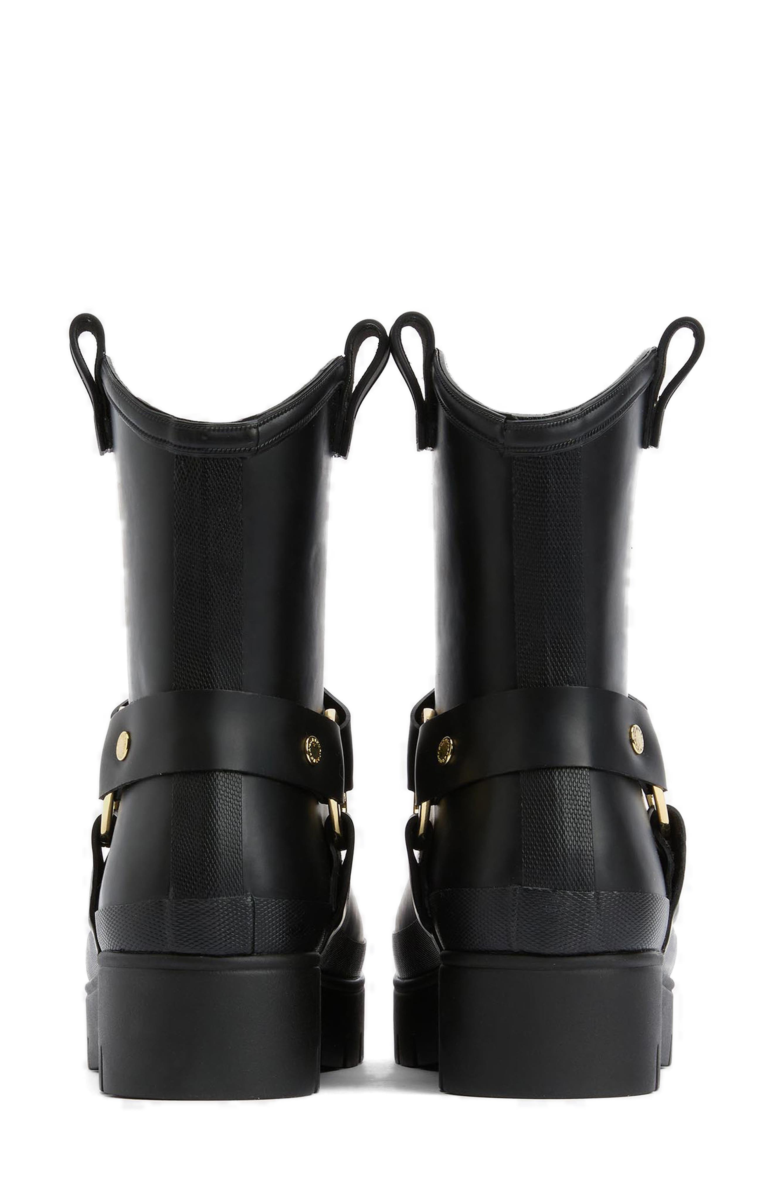 Barbour Elley Harness Rain Boot, Alternate, color, Black