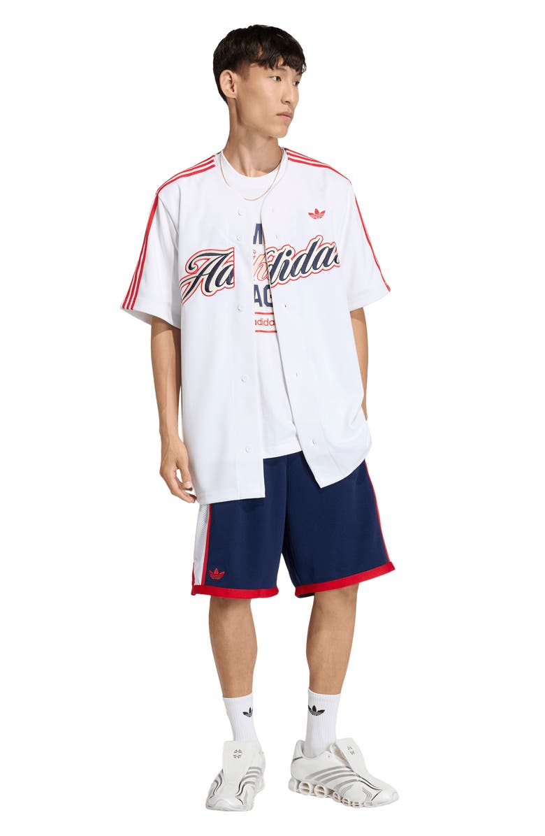 adidas Summer League Varsity Baseball Jersey, Alternate, color, White/ Better Scarlet/