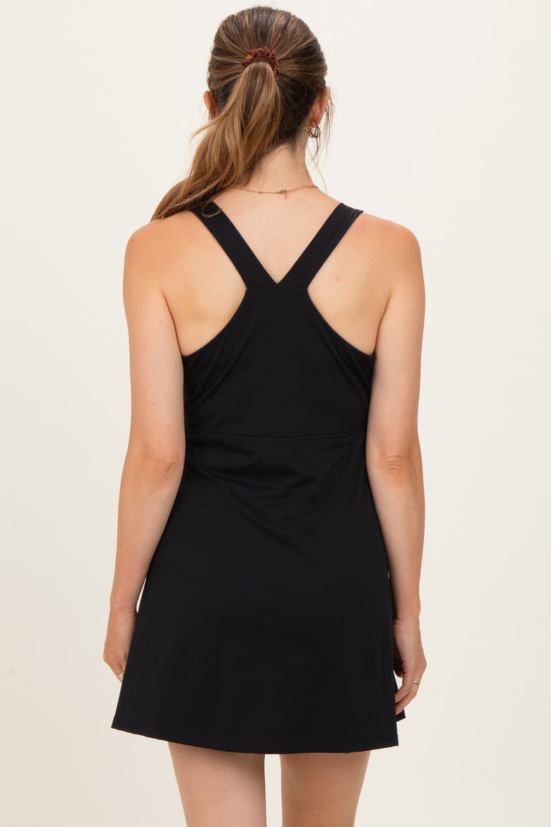 Racerback Active Romper Dress, Alternate, color, Black