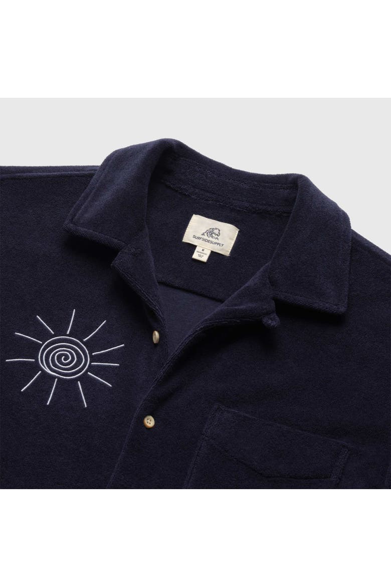 Mariner Saltwater Terry Camp Collar Shirt, Alternate, color, Navy Blazer