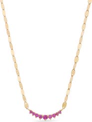 LANA 14K Gold Mini Curved Pink Sapphire Pendant Necklace